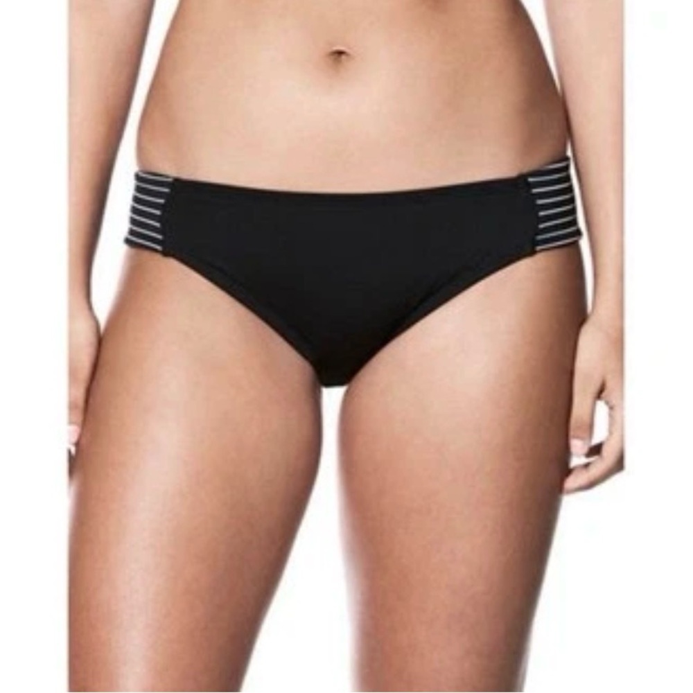 NEW Nike Bikini Bottom Swimsuit Size XLARGE Black Blue Side Stripe Sport Swimwea